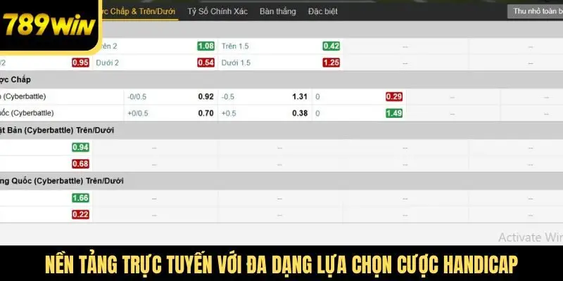 Nền tảng trực tuyến với đa dạng lựa chọn cược Handicap