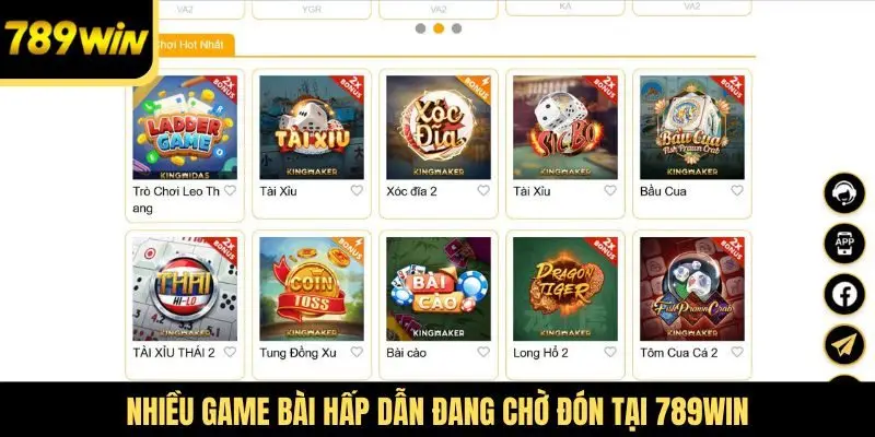 Nhiều game bài hấp dẫn đang chờ đón tại 789Win